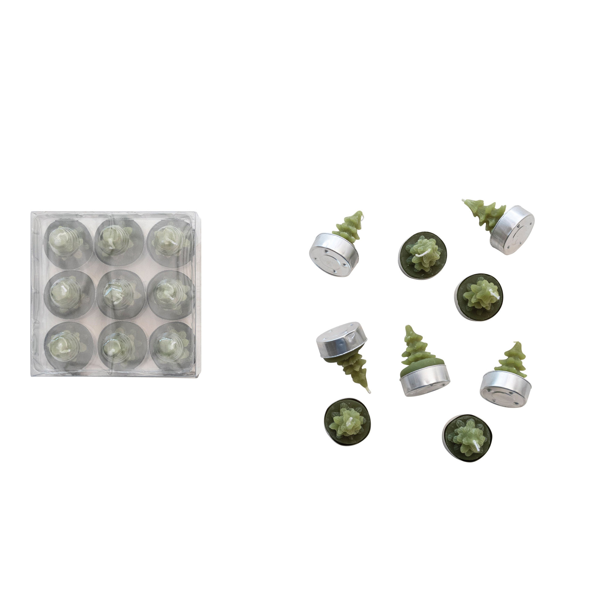9 Piece Unscented Tealight Candle Set, Cedar Green