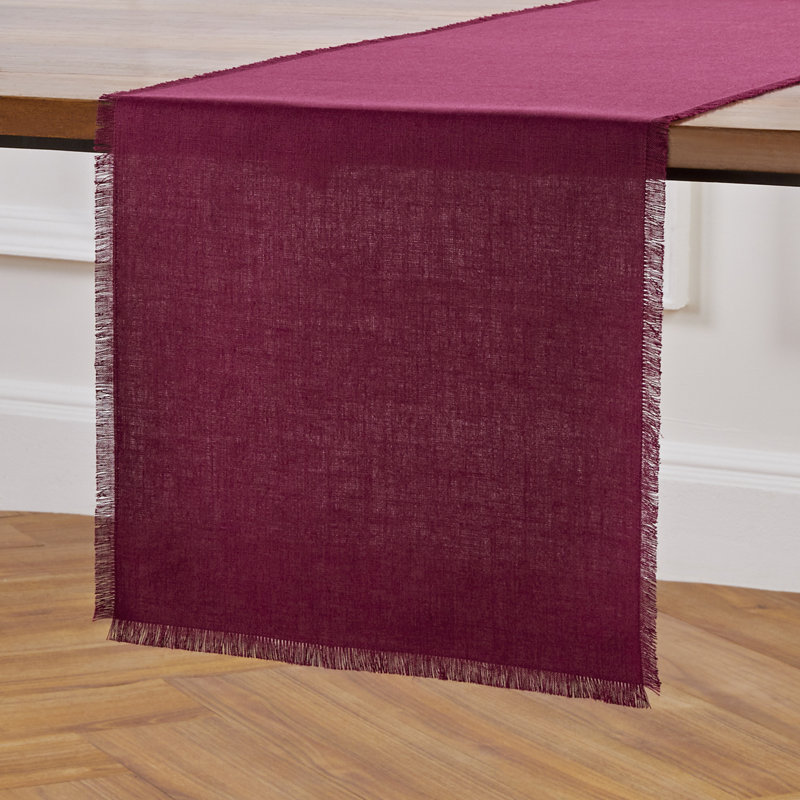 Fringe - 100% Pure Linen Table Runner, 72" x 14" Rectangle, Beet