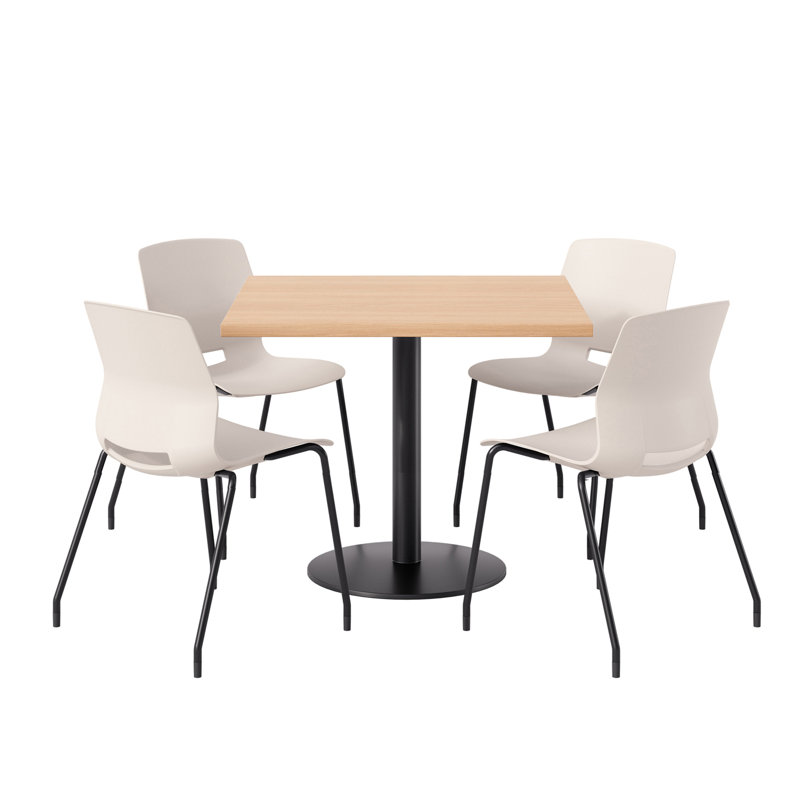 Ensemble repas pour 4 personnes à hauteur de bar, Érable, H 41 po x L 36 po x l 36 po, Crème / Noir