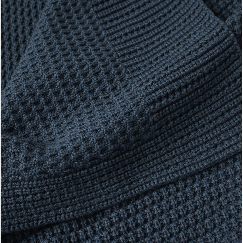 Avalon Cotton Knitted Throw Blanket, Twilight Blue