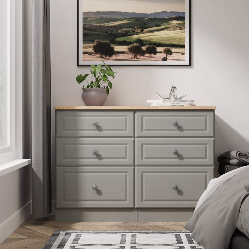 110cm W 6 - Drawer Chest of Drawers, Grey