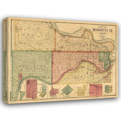Trent Austin Design® Hopkins Gallery Wrapped Canvas Art Titled: Wyandotte County Kansas, Hopkins 1887