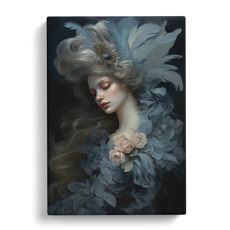 Feather Rococo Art - Wrapped Canvas, 50cm H x 35cm W x 3cm D