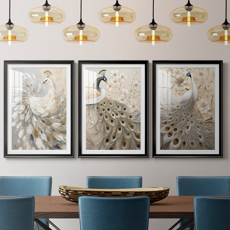 ANIMALS Series CCLV - Impression encadrée sur mesure de qualité supérieure - 3 pièces, Noir, H 30 po x l 63 po