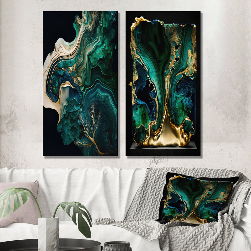 «Abstract Geode Marble», 2 pièces sur toile, H 40 po x l 40 po, Toile tendue