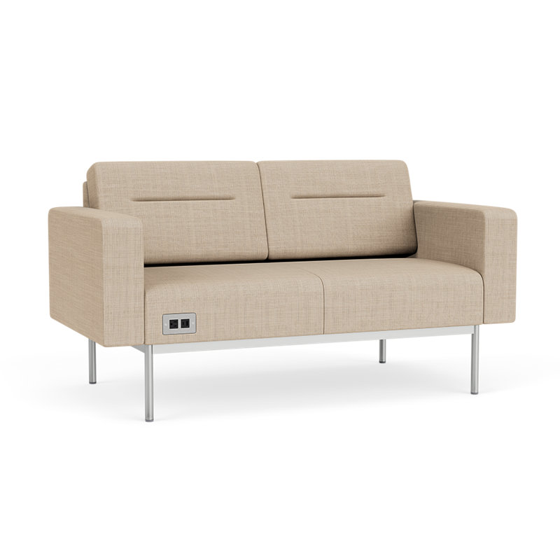 Causeuse de réception Darsey, Avec alimentation, Argent argent, Chambray calcaire
