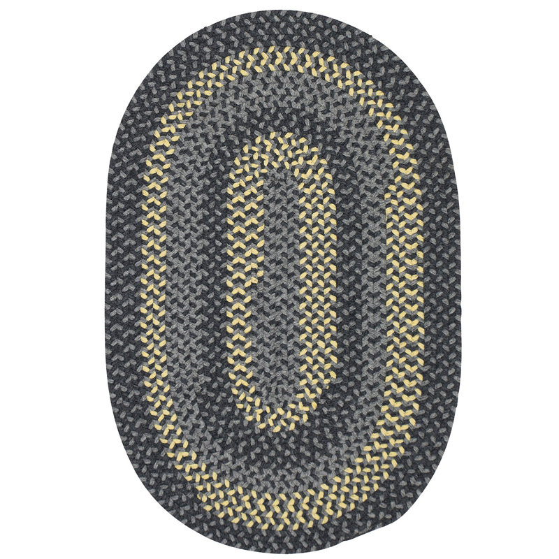 Tapis de zone gris en laine tissé à la main Charleston, Ovale 12 pi x 15 pi