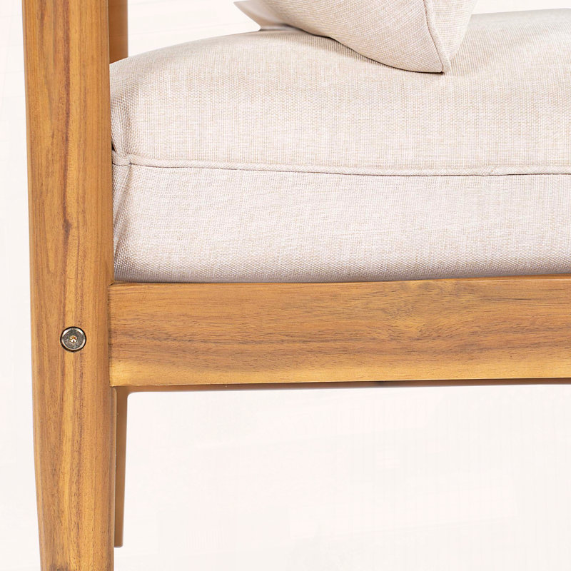 Outdoor Acacia Wood Left-Arm Sofa