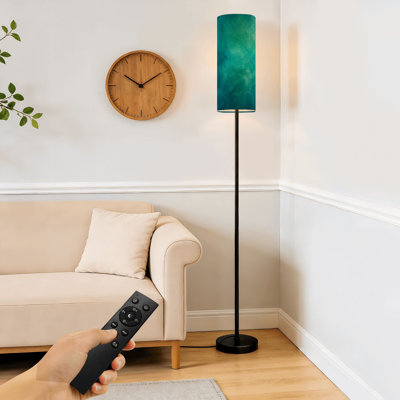 Lampe sur pied turquoise abstraite bleu sarcelle à coups de pinceau à intensité variable moderne avec télécommande et pédale abat-jour abat-jour grand lampadaire pour salon chambre bureau