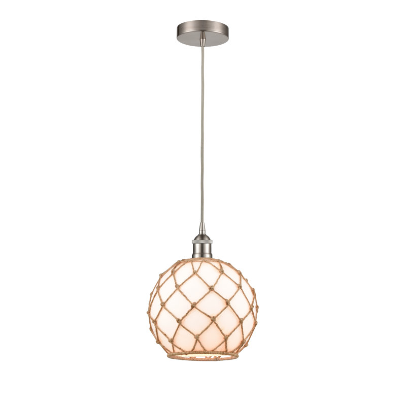 Luminaire suspendu simple à 1 lumière Larocque, Blanc / Brun, gris