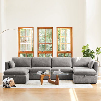 Winfree 6 - Piece 146.5" Upholstered Modular Sectional Sofa with 2 Ottoman