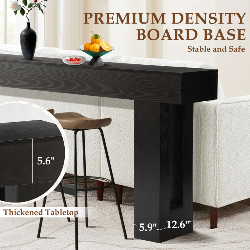 Console de 63 po de long, canapé de style campagnard derrière le canapé, consoles d'entrée en bois avec rangement pour le salon, table d'entrée rectangulaire pour l'entrée, couloir, vestibule