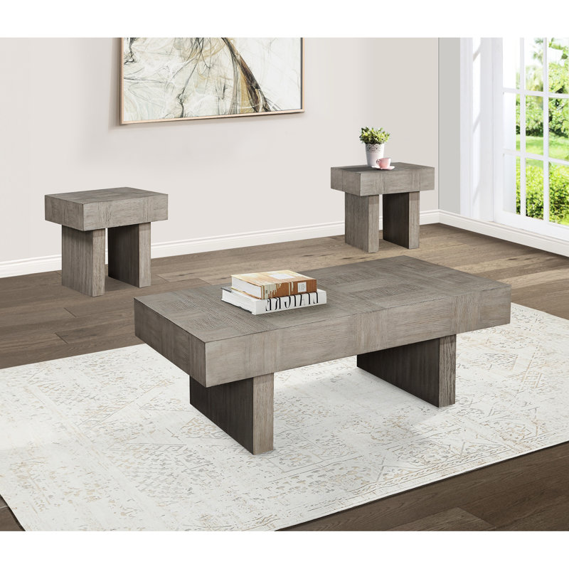 Table de bout Contemporary Brown Grey Study - Mobilier rectangulaire en bois de salon