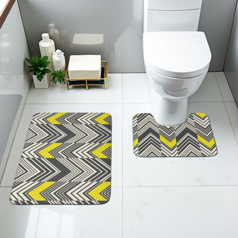  Ensemble de 2 tapis de salle de bain Retro Retro
