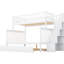 Lit simple superposé au-dessus d'un lit double avec lit gigogne et escalier, blanc - Enchantement peu encombrant, coffre-fort, assemblage facile et utilisation efficace de l'escalier-1320565218-1320565228