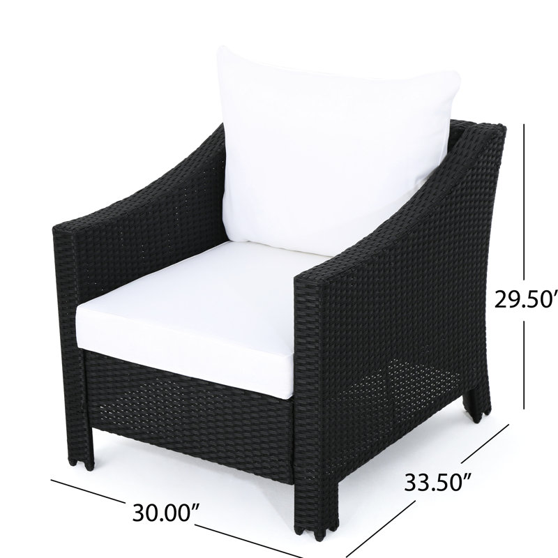 Armchair Outdoor Chairs - Black With Waterproof Cushions & Iron, 30"X33.5"X30", 35.21 Lb  2 2Pcs Club Water- Cushions, Pe And 30" D X 33.5" W H, Lbs