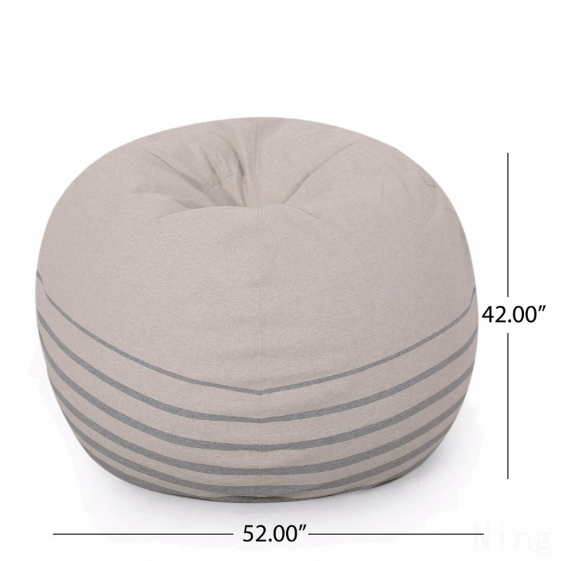 Pouf rond 5 pieds rayé gris naturel