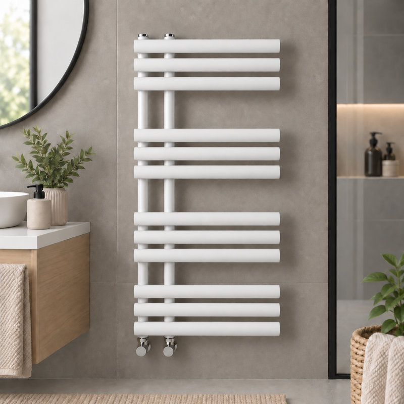 Flat Panel Towel Rail Heated Towel Rails, 175cm H x 50cm W x 56cm D, White