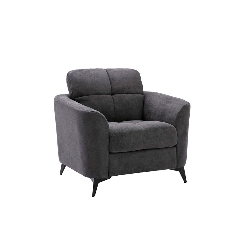 Chaise l 39 po en tissu gris, Gris