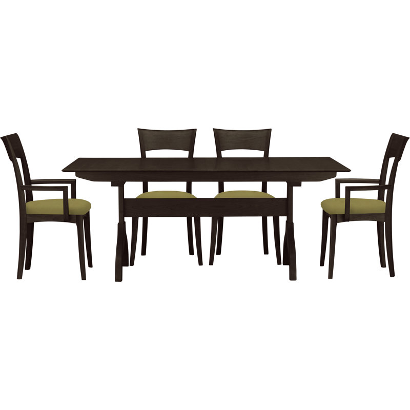Sarah Solid Wood Top Four Leg Dining Set, Smoke Cherry, Onyx Microsuede