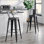 Tabourets de bar modernes, modernes, légers, industriels, rustiques, rétro, côtières, en métal avec dossier et 4 pieds, tabourets de bar