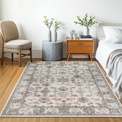 Tapis Bungalow Rose lavable à la machine, doux et durable, envers antidérapant, tapis résistant aux taches pour la chambre à coucher, le salon, la salle à manger, les endroits très passants, certifié GRS écologique.