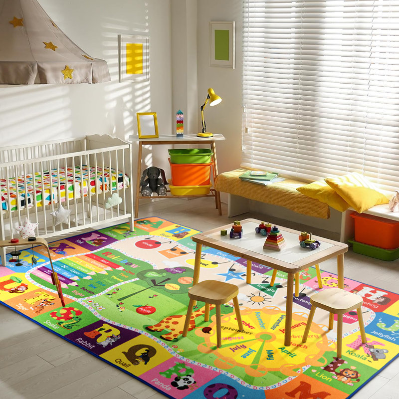 Rectangle Abstract Machine Woven Polyester Rug, Rectangle 5' x 7'