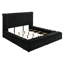 Grand lit avec revêtement en velours noir, tête de lit, rangement dissimulé, ensemble essentiel pour chambre à coucher contemporaine-29657583