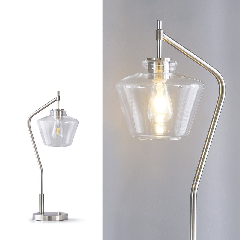 Lampe de table 26,5 "Cafe, Nickel brossé, Transparent