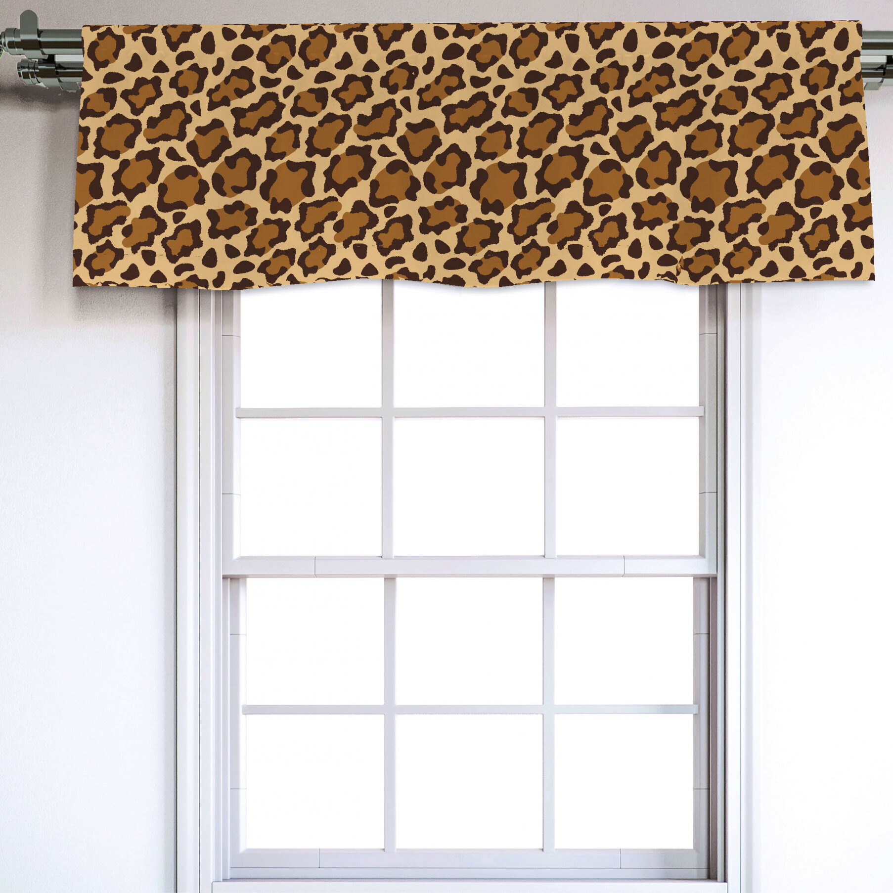 East Urban Home Animal Print Sateen Ruffled 54'' W Window Valance in ...