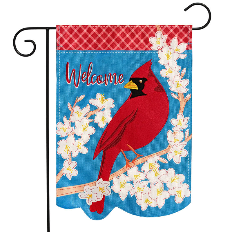 Drapeau de jardin printemps en jute cardinal