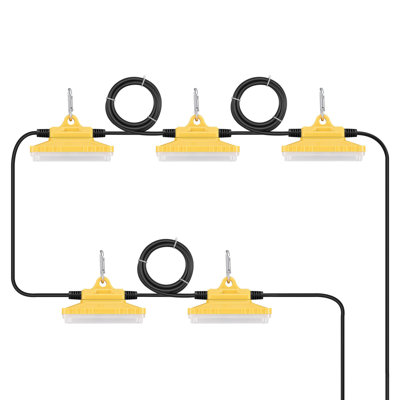 Guirlande de 50 lumières de construction, 75W 7500LM, guirlande de 5 lumières, 5000-5500K, étanche IP65, avec crochets de suspension, pour chantier, éclairage temporaire intérieur et extérieur, homologué ETL