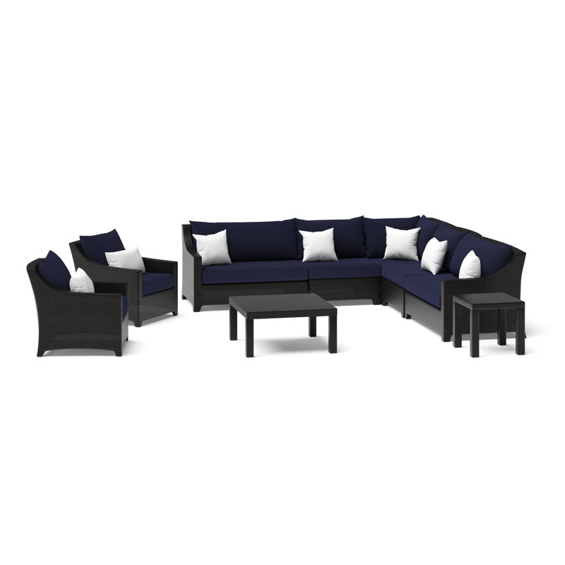Fionnula 6-Person Patio Seating Set with Cushions, Canvas Navy Sunbrella® Canvas
