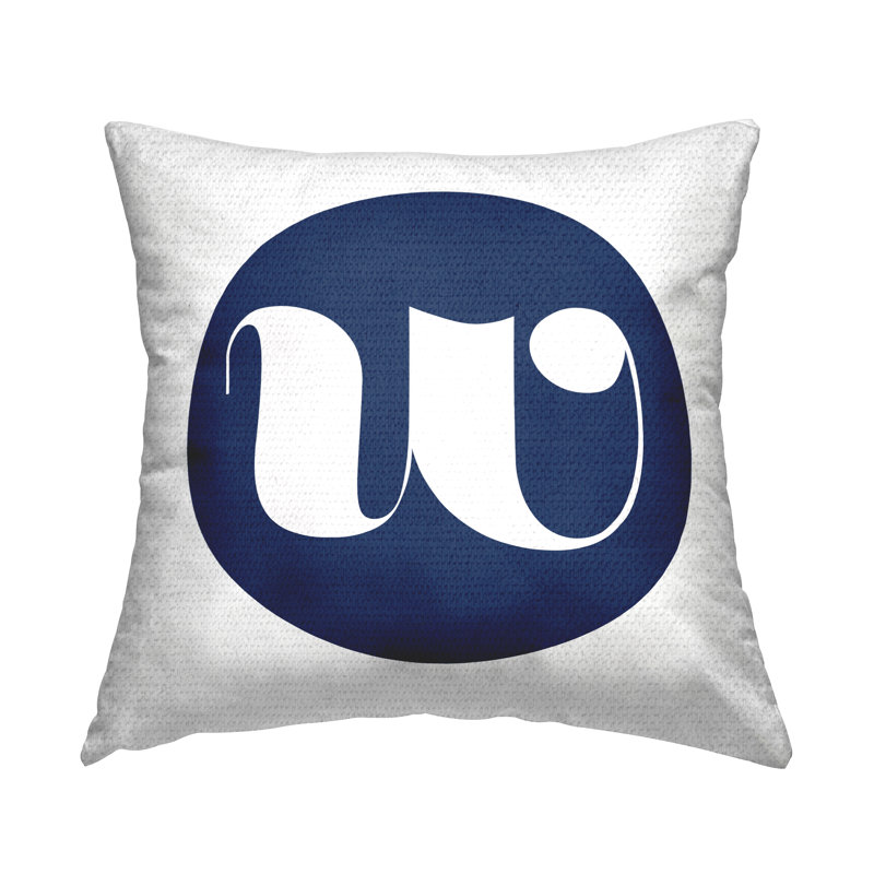 Blue Circle Letter Outdoor Throw Pillow, W