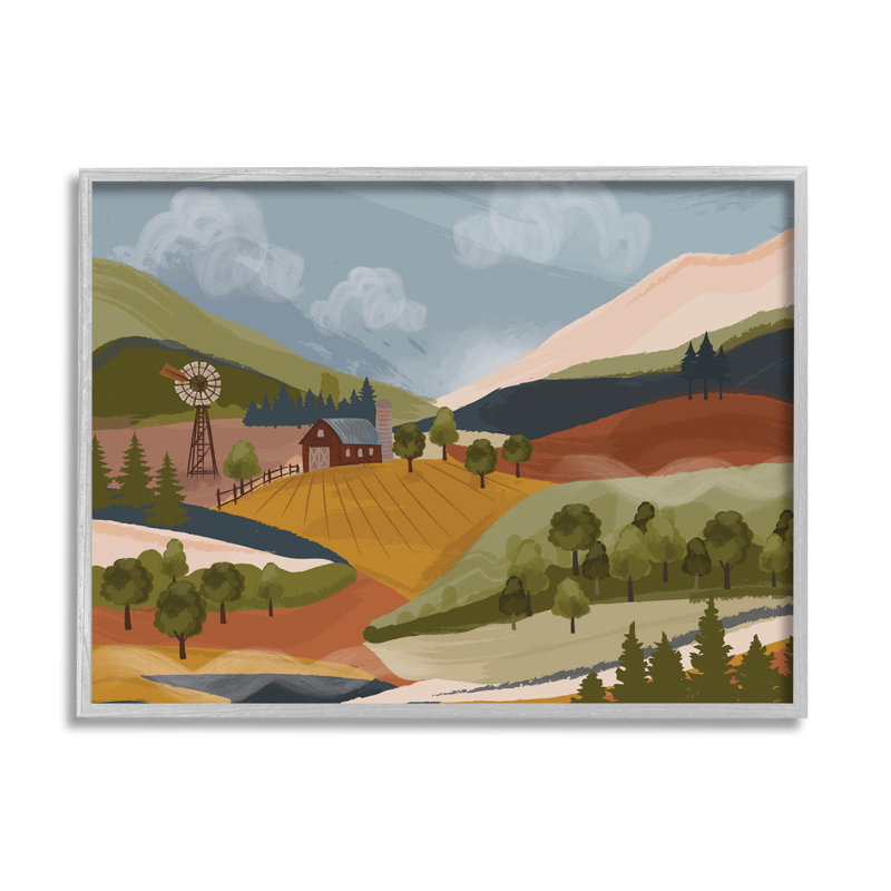 «Rolling Country Hills Farm Scenery», estampe numérique par Lisa Perry White, H 11 po x l 14 po x P 1,5 po