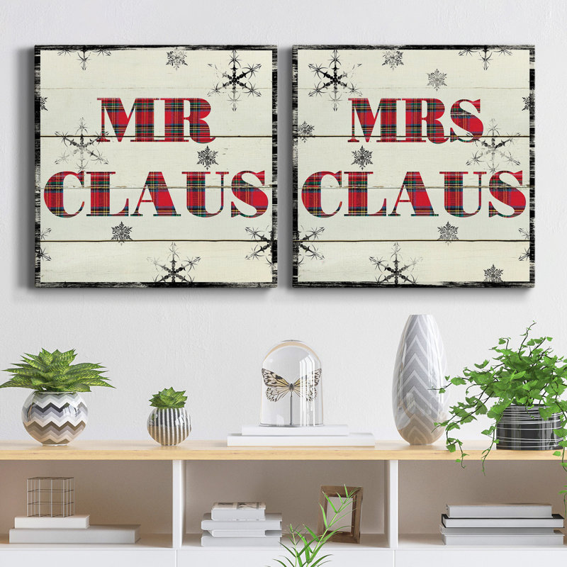 Mr. Claus - Ensemble de 2 reproductions sur toiles tendues, H 24 po x l 48 po x P 1 po