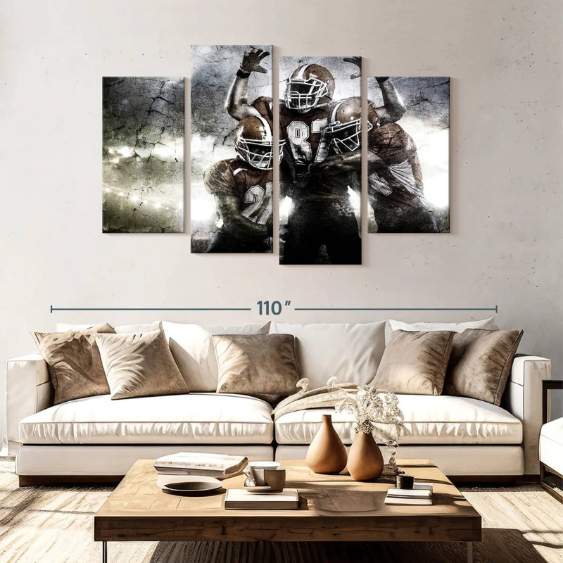 Thrilling Football - Ensemble de 4 toiles tendues, H 54 po x l 84 po x P 1,25 po