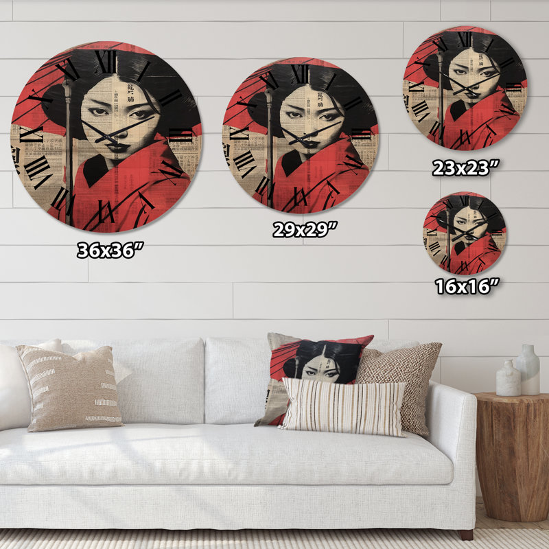Horloge murale en bois massif Nency, Grand