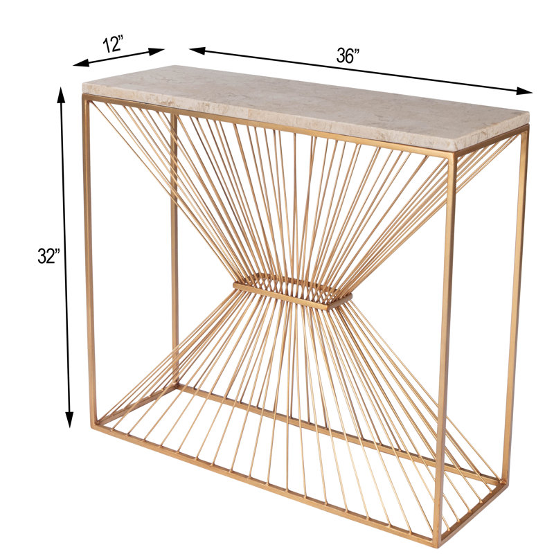 Cosmo Fossil Stone & Metal Console Table