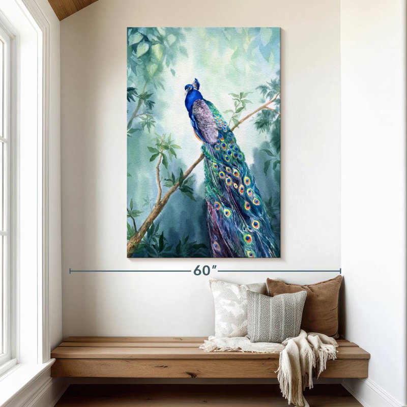 Paon bleu mystique, H 51 po x l 34 po