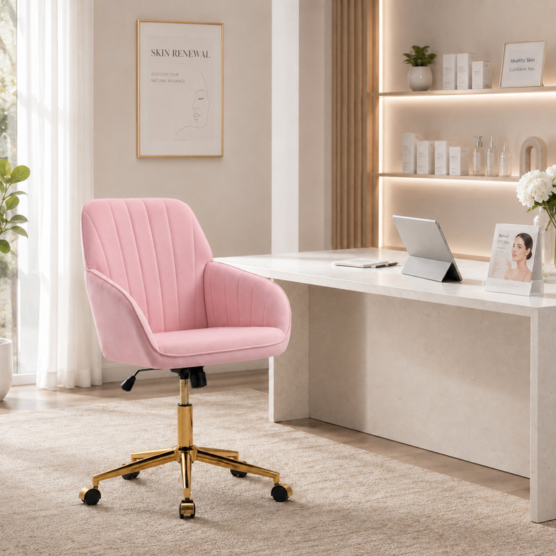 Chaise de travail Jhosselyn, Or rose, Rose
