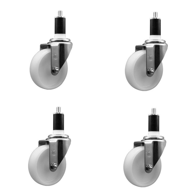Ensemble de roulettes extensibles pivotantes à roulettes en nylon SCC NB 4 po x 1-3 / 8 po