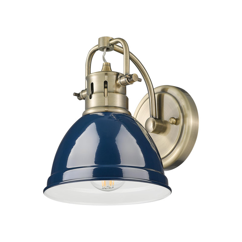 Duncan 1-Light Bath Vanity in Pewter with Rubbed Bronze, Matte Navy, Aged Brass