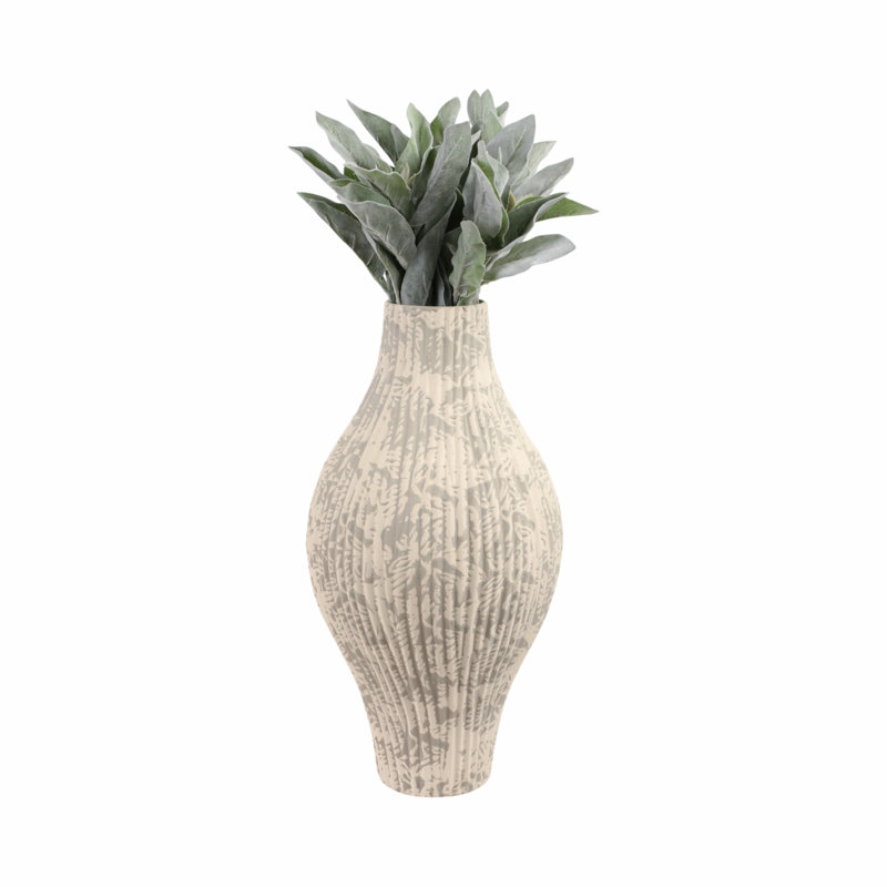 Earthenware Pottery Vase with Textured Design Modern Accent for Home Decor, 20" H x 10" W x 10" D