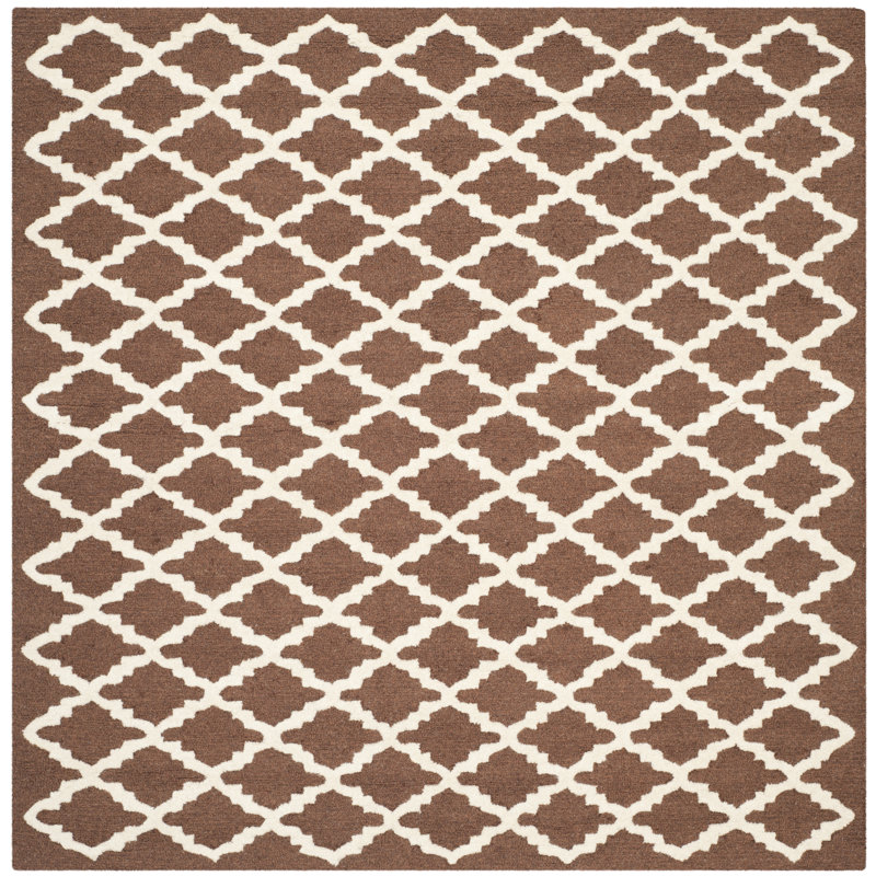 Cannen Hand Tufted Wool Geometric Rug, Square 6'
