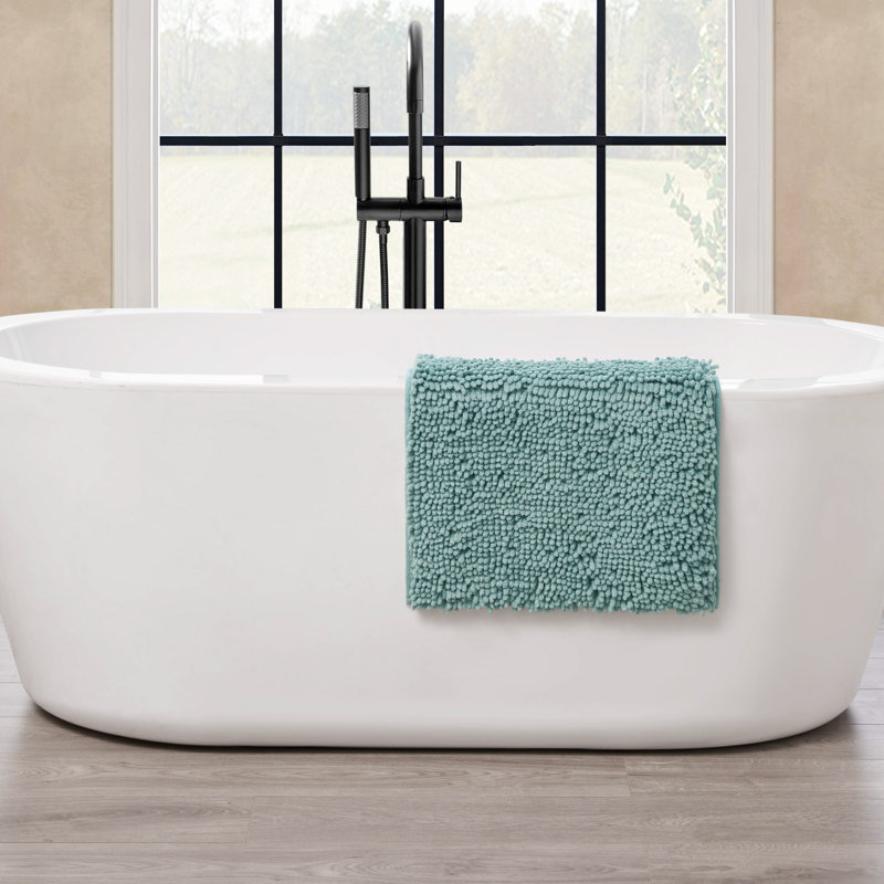 Non-Slip Bath Mat - Basics by Wayfair™, Single - 17" L x 24" W, Aqua