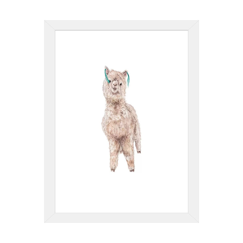 «Llama Silly» par Wandering Laur - impression d'art graphique, H 24 po x l 16 po x P 1 po, Papier encadré blanc, Blanc