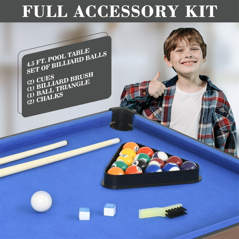 Portable Pool Table RayChee 54' Bumper Pool Table with Leg Levelers, Blue