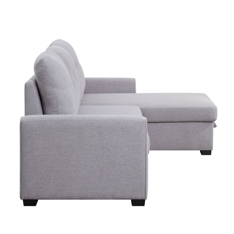 Upholstered 92 " Linen Blend L-Shaped Sofa Bed
