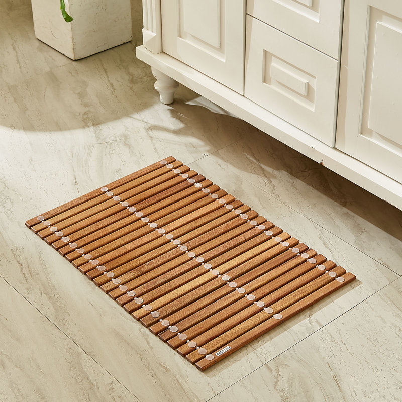 Tapis de douche pliant en bois de teck